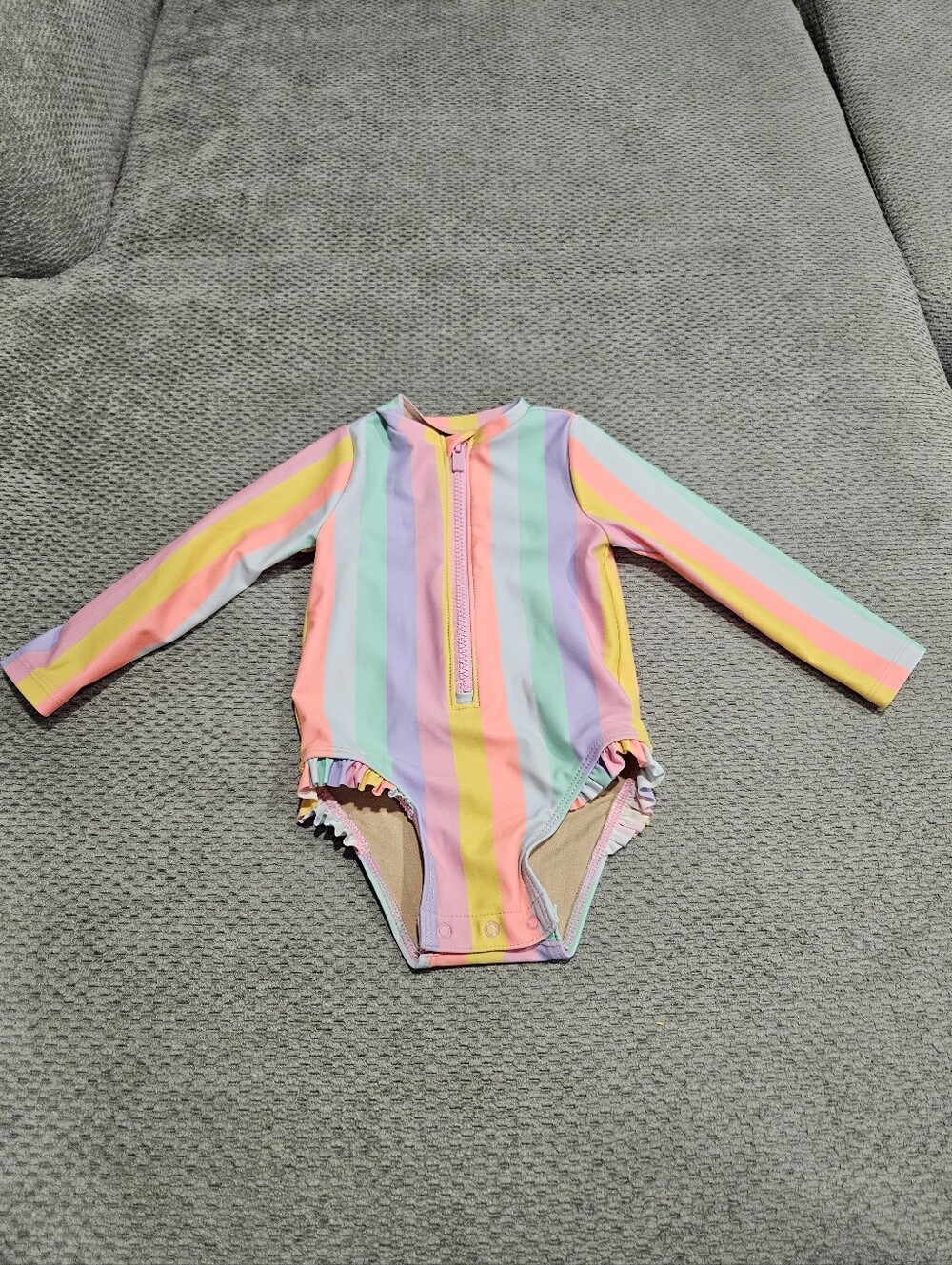 $5 If Bundled! Rainbow Long Sleeve Swimsuit, 18 Months